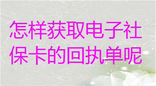 怎样获取电子社保卡的回执单呢