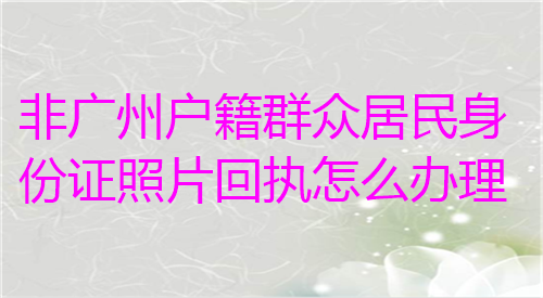办理非广州户籍群众居民身份证照片回执怎么办理