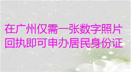 在广州仅需一张数字照片回执即可申办居民身份证