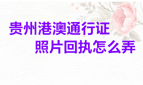 贵州港澳通行证照片回执怎么弄