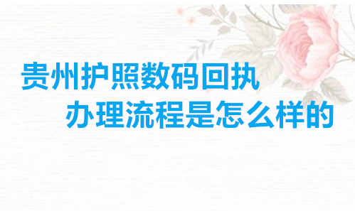 贵州护照数码回执办理流程在怎样的