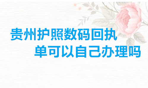 贵州护照数码回执单可以自己办理吗