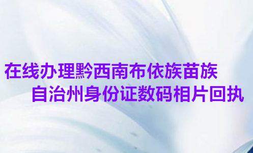在线办理黔西南布依族苗族自治州身份证数码相片回执