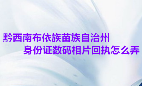 黔西南布依族苗族自治州身份证数码相片回执怎么弄
