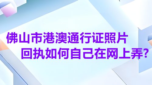 佛山市港澳通行证照片回执如何自己在网上弄？