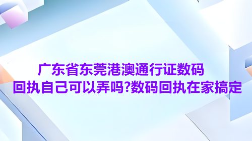 广东省东莞港澳通行证数码回执自己可以弄吗？数码回执在家搞定
